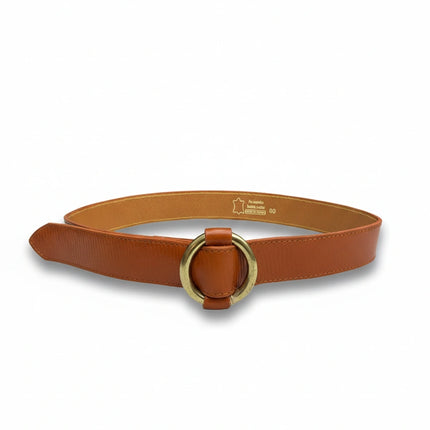 detalle naranja cinturón de piel naranja para unisex — ref. CJ0026