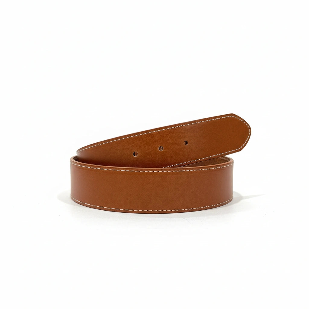 vista 3 naranja cinturón de piel naranja para hombre — CJ4416