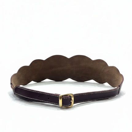 vista 3 marrón cinturón de piel marrón para unisex — CJ1228
