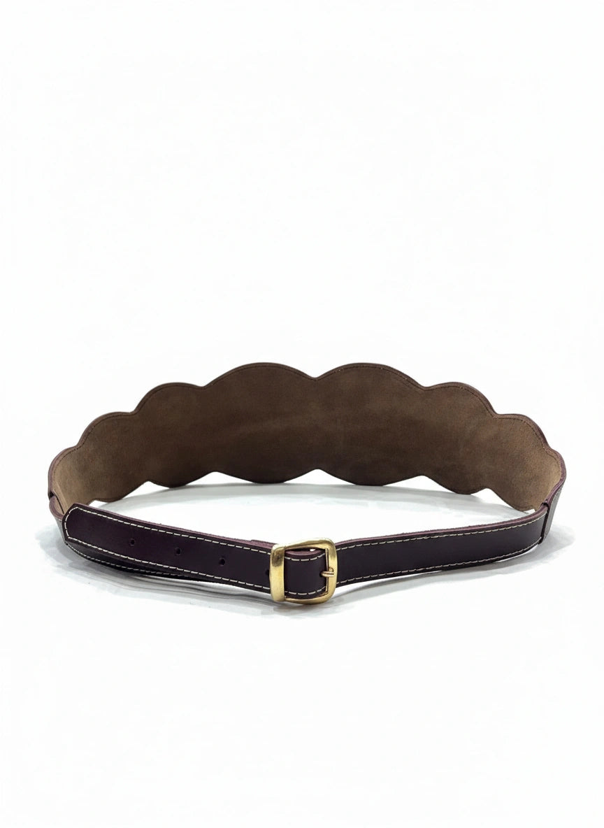vista 3 marrón cinturón de piel marrón para unisex — CJ1228