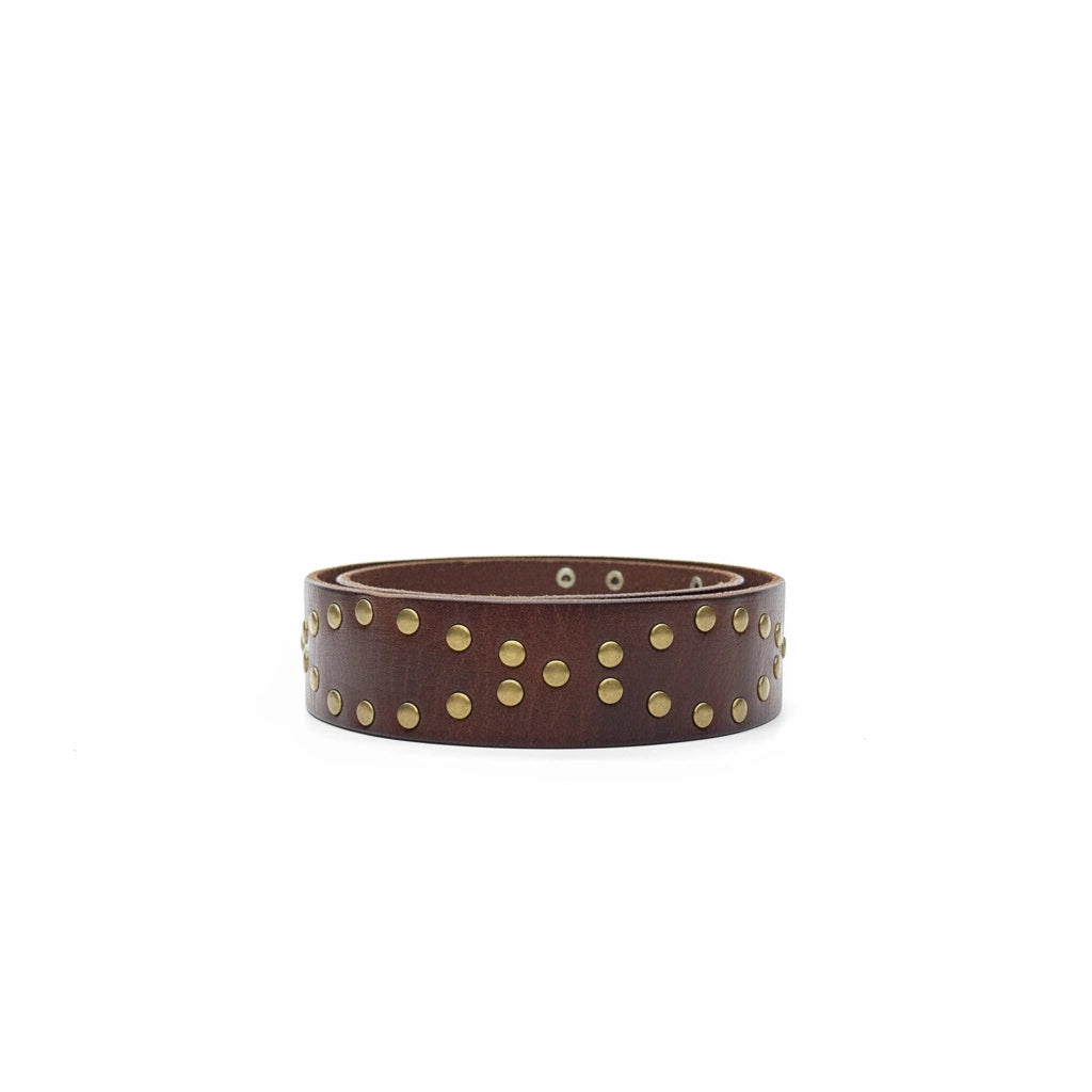 detalle marrón oscuro cinturón de piel marrón oscuro para unisex — ref. CJ4418