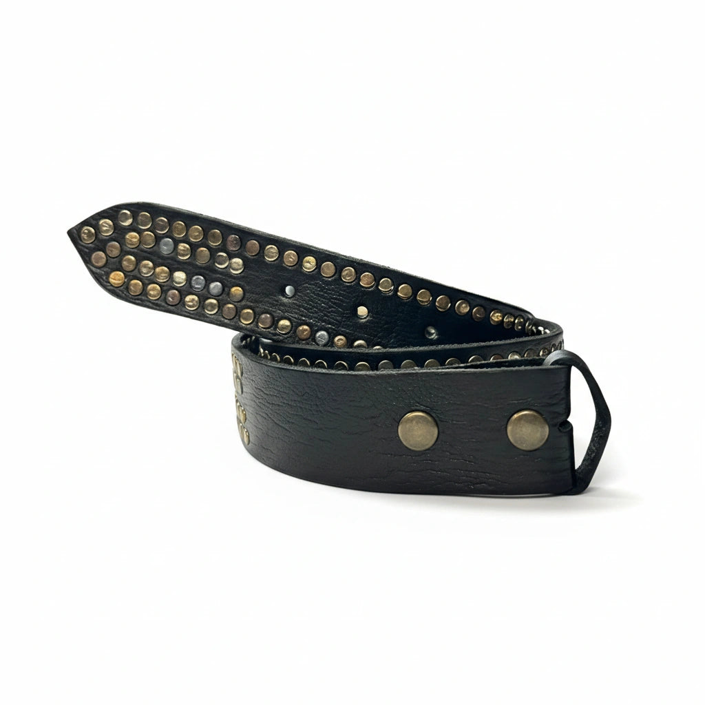 cinturón de piel negro para unisex negro vista frontal — CJ460