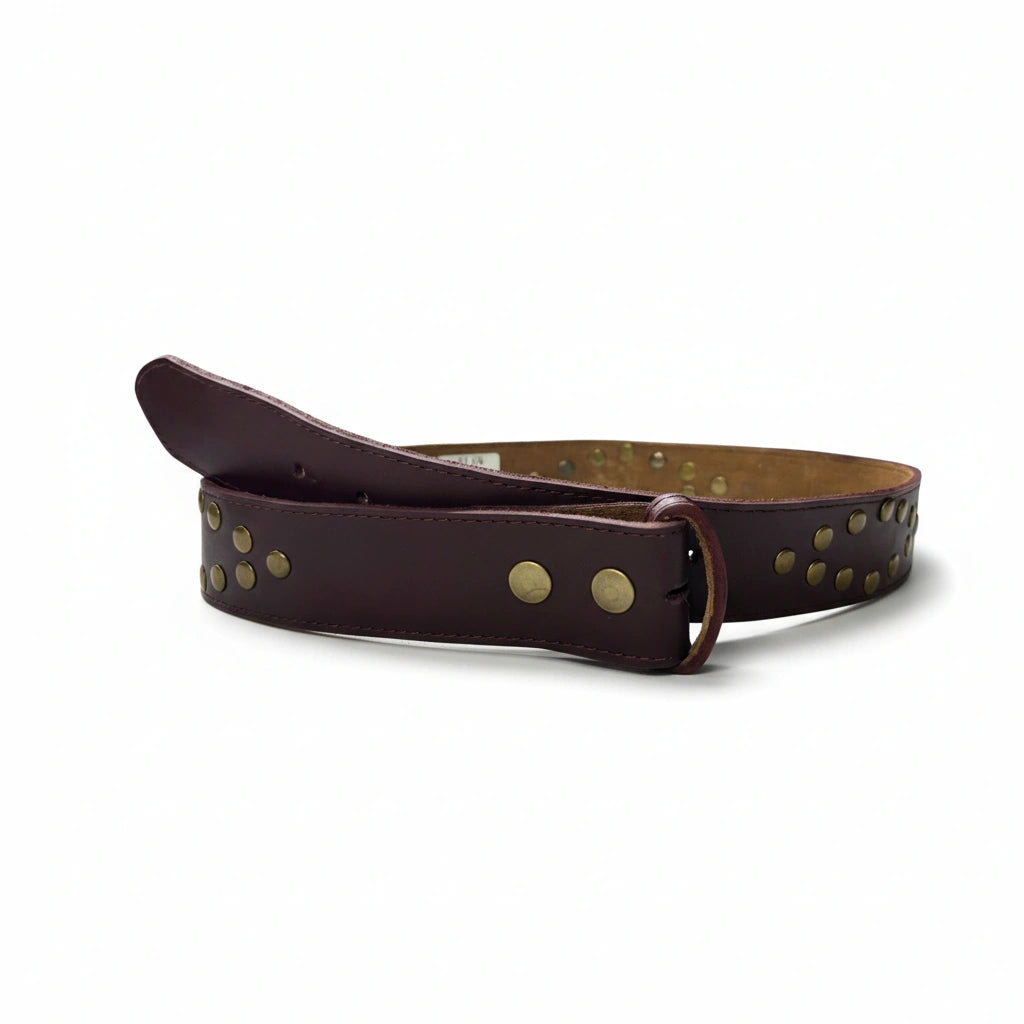 cinturón de piel burdeos para unisex burdeos vista frontal — CJ04500