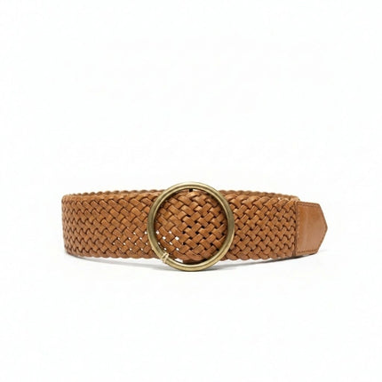 detalle marrón claro cinturón de piel marrón para unisex — ref. CJ3710